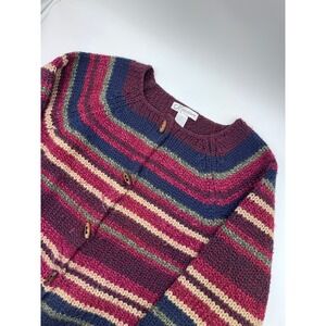 Dressbarn Vintage Chunky Wool Blend Color Cottagecore Button Cardigan Sweater